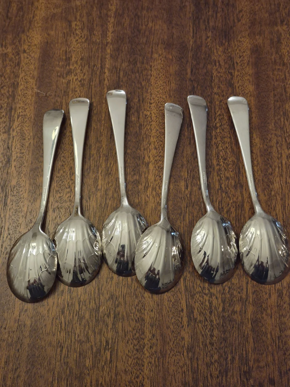 Silver Plated ‎ Floral-Scallop Dessert Spoon Set - 6 Pieces Made In Italy